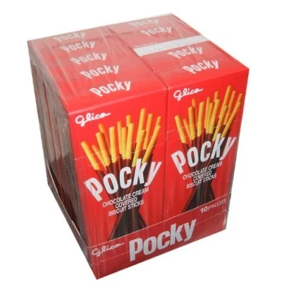 Image of Glico Pocky Chocolate Cream Covered Biscuit Sticks 47g. (Pack Of 10 Boxes)