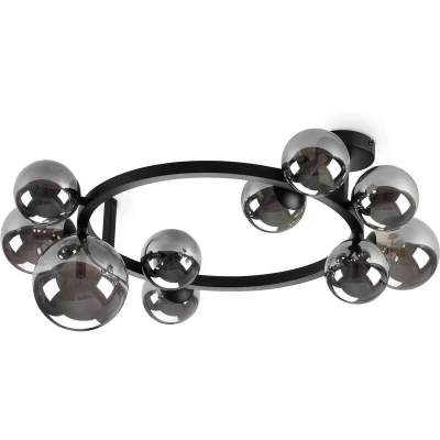 Image of Perlage 10 Light Globe Ceiling Black, Smokey Grey Shade