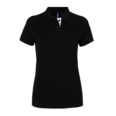 Image of Asquith &amp; Fox Contrast women&#039;s Polo shirt in Black
