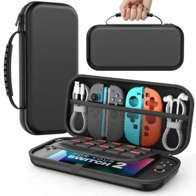 Image of MoKo Carrying Case for Nintendo Switch 2(2025), Protective Hard Shell Portable Travel Carry Pouch Holds 10 Cartridges with Pockets 2 Accessories and Games, Black