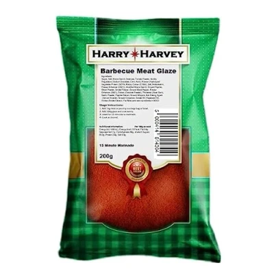 Image of Harry Harvey Barbecue BBQ Meat Glaze 200g Marinade Rub for Chicken, Beef, Lamb, Pork and Fish, Butchers Takewaway Style Flavours &amp; Spice Seasoning