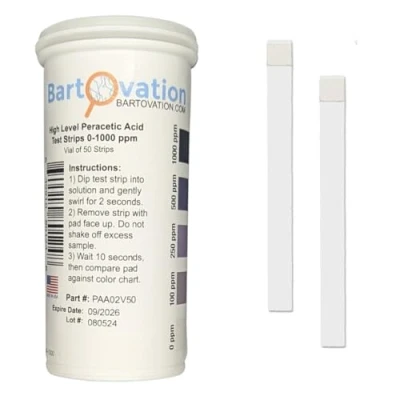 Image of Bartovation Analytical Indicator Strips to Detect Peracetic Acid 500 ppm (50 Strips)