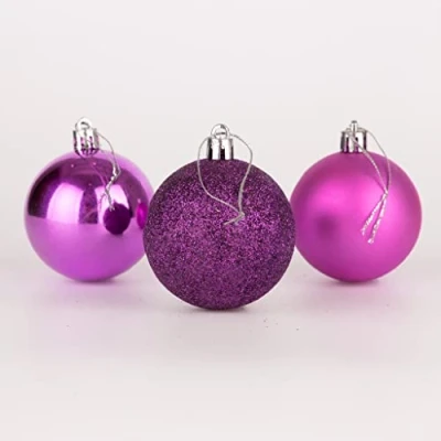 Image of 60mm/6Pcs Christmas Baubles Shatterproof Purple, Tree Decorations Ball Ornaments Balls Xmas Hanging Holiday Decor Shiny,Matte,Glitter