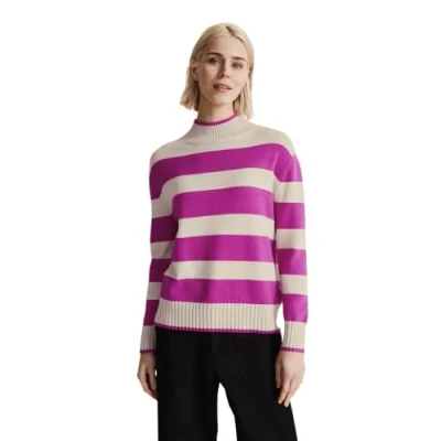 Image of Street One Women&#039;s A302633 Striped Knitted Jumper, Purple Cozy Pink, 3 UK
