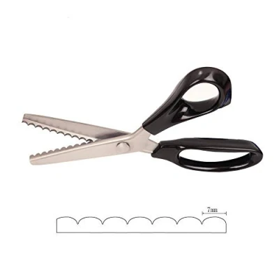 Image of Serrated Scalloped Edge Pinking Shears, Stainless Steel Dressmaking Scissors, Zig Zag Cut Fabric Decorate Craft Scissors with Comfort Grip Handle Sewing (Scalloped 7mm)