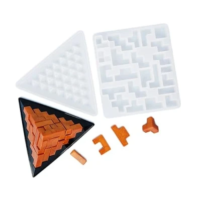 Image of Xidmold Pyramid Puzzle Resin Mould 3D Epoxy Mold Silicone Casting Moulds Crystal Jewelry Keychain Pendant Making