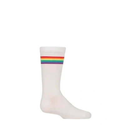 Image of Boys and Girls 1 Pair SOCKSHOP Plain Striped Bamboo Socks with Comfort Cuff Smooth Toe Seams Sports Stripe Rainbow 9 12