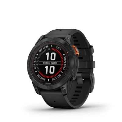 Image of Garmin fēnix 7 PRO SOLAR, Premium Multisport GPS Smartwatch,Solar Charging, Advanced Training Features, Touchscreen and Buttons, Ultratough Design , Flash Light, Up to 22 days battery life, Black