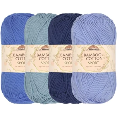 Image of JubileeYarn Bamboo Cotton Sport 4 Ply Yarn 50g/Skein Shades of Blue Skeins