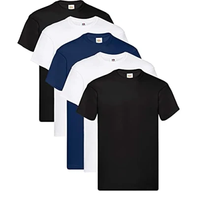 Image of Fruit of the Loom Men&#039;s Original T Shirt (Pack 1), 2 White Black 1 Navy + Hl Purchase Notepad, XXL