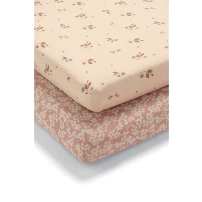 Image of Mamas &amp; Papas 2 Pack Cot/Bed Fitted Sheets (72 x 140cm), Berry
