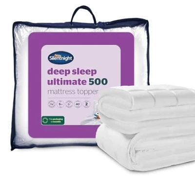 Image of Silentnight Deep Sleep 5cm Single Mattress Topper Luxury Soft Thick Enhancer Pad Protector with Easy Fit Straps Hypoallergenic and Machine Washable 190x90cm