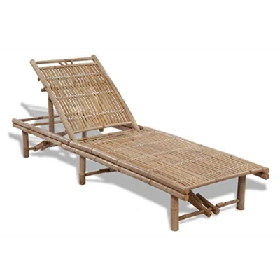 Image of vidaXL Bamboo Sun Lounger 3 Adjustable Positions, Durable, Lightweight, Comfortable, Spacious, Easy to Maintain Ideal for Deck, Garden, Poolside and Beach.