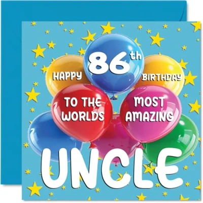 Image of 86th Uncle Birthday Card World&#039;s Most Amazing Happy for from Niece Nephew, 145mm x Age 86 Eighty Six Greeting Cards