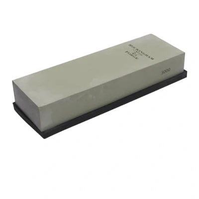 Image of Grunwerg Rockingham Forge SUPERSHARP PRO Whetstone, 3000 Grit Extra Wide Deluxe Knife Sharpening Stone, Non Slip Base, 18 x 8 3.5 cm FINE, White &amp; Black