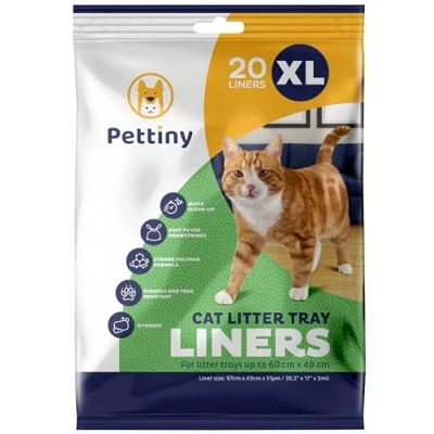 Image of Pettiny 20 XL Cat Litter Tray Liners with Drawstrings Scratch Resistant Bags for Extra Large Box