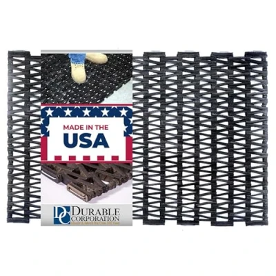 Image of Durable Corporation 108H2030 Durite Recycled Tire Link Outdoor Entrance Mat Herringbone Weave, 20&quot; x 30&quot;, Black