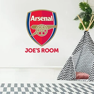 Image of Beautiful Game Arsenal Football Club Official Personalised Name &amp; Crest Wall Sticker + Decal Set Vinyl Poster Print (120cm)
