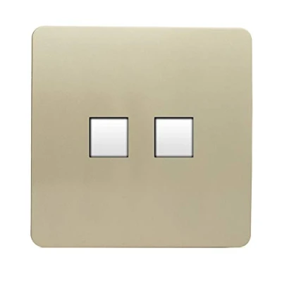 Image of Trendi Artistic Modern Glossy Tactile 2 Gang Telephone Socket Gold ART 2TLPGO