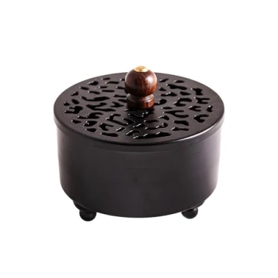 Image of NKlaus Mystical Incense Pan Iron Black with Lid 10 x cm Burner 15751