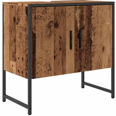 Image of vidaXL Engineered Wood Bathroom Sink Cabinet 60x33x60 cm Old Brown, Modern Storage Unit for Decor