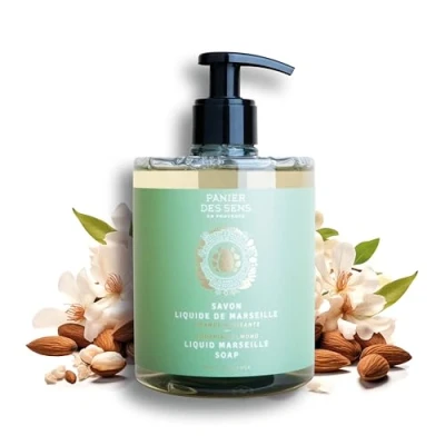 Image of Panier des Sens Liquid Hand Soap Almond Foaming Wash With Sweet and Coconut Oil Savon de Marseille Made in France Organic 96% Natural Ingredients Vegan 500ml