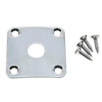 Image of Dopro Chrome Metal Curved Base Bottom Jack Plate Square Jackplate fits Gibson LP Les Paul