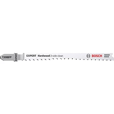 Image of Bosch 3x EXPERT Hardwood 2 side clean T308BFP Jigsaw Blade (for Plastic coated boards, Kitchen countertop, Length 117 mm, Professional Accessory Jigsaw)