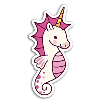 Image of 2 x 10cm Fun Unicorn Seahorse Vinyl Stickers Cute Girl&#039;s Sticker Laptop #17298 (10cm Tall)