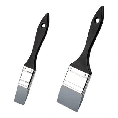 Image of 2Pcs Silicone Paint Brushes, Jagowa Solid Flat Flexible Paintbrush Set Color Shaper Painting Tool for Acrylic Paints (1 Inch, 2 Inch)