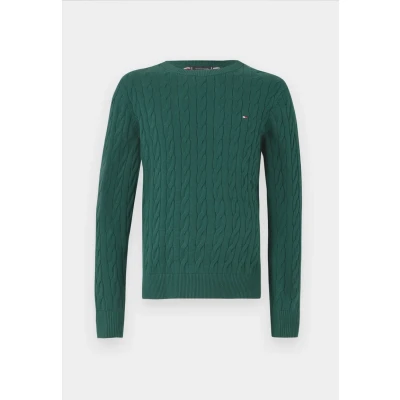 Image of Tommy Hilfiger Classic Cable CREW NECK Jumper, Men&#039;s, Size: XS, Ornamental green