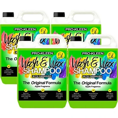 Image of 20L of Pro Kleen Wash &amp; Wax Car Shampoo With Added Carnauba pH Neutral Apple Fragrance