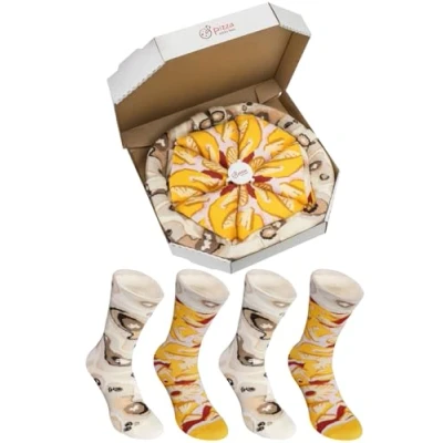 Image of Rainbow Socks Man Woman Pizza Box Hawaii 4 Pairs Size 7
