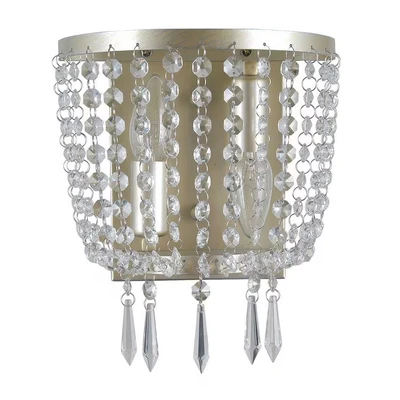 Image of Italux Lighting Wall Lamp Champagne 2 Light with Crystal Glass Shade E14