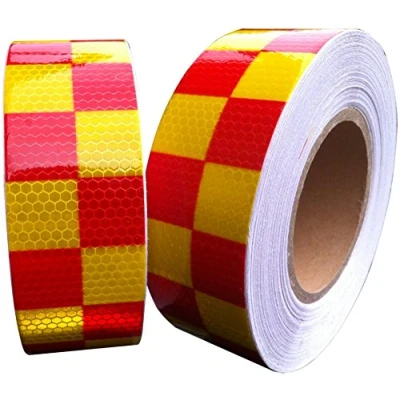 Image of Hi Viz Intensity Red/Yellow Chequer Reflective Tape 50mm x 5m