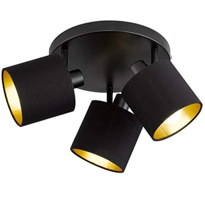 Image of Reality Leuchten Tommy R80333979 Spotlight Bar Metal Black Matt Fabric Shade Black/Gold