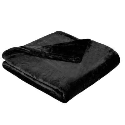 Image of Albert Austin Ultra Soft Fleece Blanket for Bedroom Couch Chair Breathable Lightweight Throw Warm and Comfortable Easy to Wash Clean Luxury Fluffy (Black, 150 x 130cm)