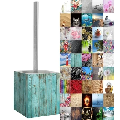 Image of Sanilo Toilet Brush and Holder, Wide choice of beautiful Stainless Steel Handle, With Exchangeable Head, Easy to clean (Lumber)