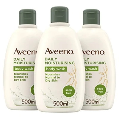 Image of Aveeno Daily Moisturising Body Wash Bundle (3x 500ml), Gentle with Soothing Colloidal Oatmeal, Nourishing Cleanser for Sensitive and Normal to Dry Skin