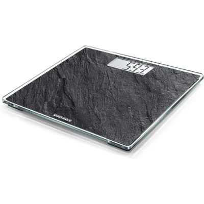 Image of Soehnle Style Sense Compact 300 Bathroom Scales, Weighing Scales for Body Weight with Easy To Read LCD Display, Extra Flat Scale, Ideal Small Bathrooms. Slate Look
