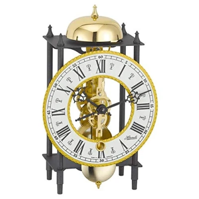 Image of Watching Clocks Hermle Wrought Iron Mechanical Pendulum Mantel Clock Strike on Hour (Black)
