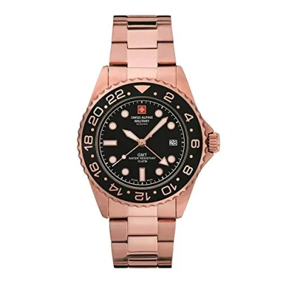 Image of Swiss Alpine Military Men&#039;s Watch GMT Analogue Quartz 7052 Stainless Steel, Pink/Black/Black 1167sam, Bracelet