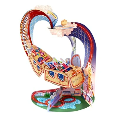 Image of SANTORO Pendulum, 3D Pop Up Greeting Card Roller Coaster Birthday For Kids, Family Theme Park Gift Daughter, Son