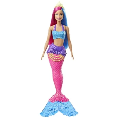 Image of Barbie Dreamtopia Mermaid Doll, 12 Inch, Pink and Blue Hair, with Tiara, Gift for 3 to 7 Year Olds GJK08