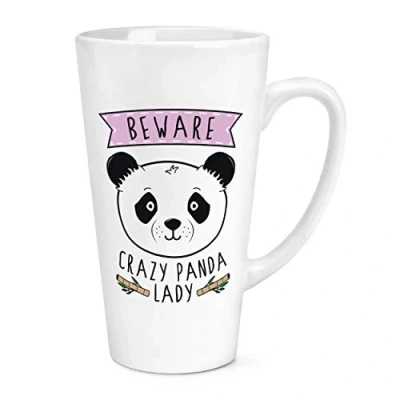 Image of Beware Crazy Panda Lady 17oz Large Latte Mug Cup