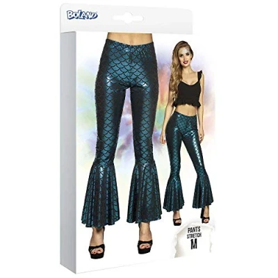 Image of Boland Women&#039;s Mermaid Trousers, Flares, Size UK Ladies 12 14, Blue, Stretch Fit, Fancy Dress Costume, Under The Sea, Female, Fairytale Outfit, Costume (Polyester, Blue)