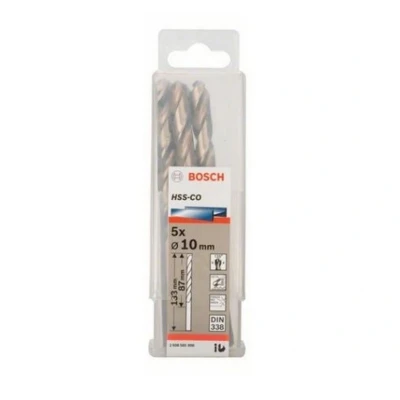 Image of Bosch Professional 2608585898 5pc. HSS Co Metal drill Bit (stainless steel, 10 x 87 133 mm, accessory driver), Gold