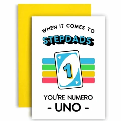Image of Huxters Birthday Card for Stepdad Your Numero Uno Funny Him 14.8cm (Stepdad)
