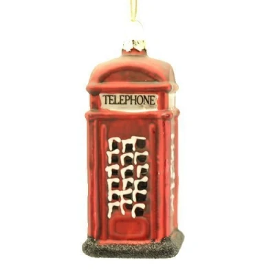Image of Gisela Graham : Christmas Decoration Painted Glass Telephone Box