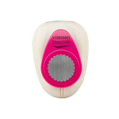 Image of Vaessen Creative Craft Paper Punch Scalloped Circle 2,5 x cm Cutter for Crafting and Card Making, White/Pink